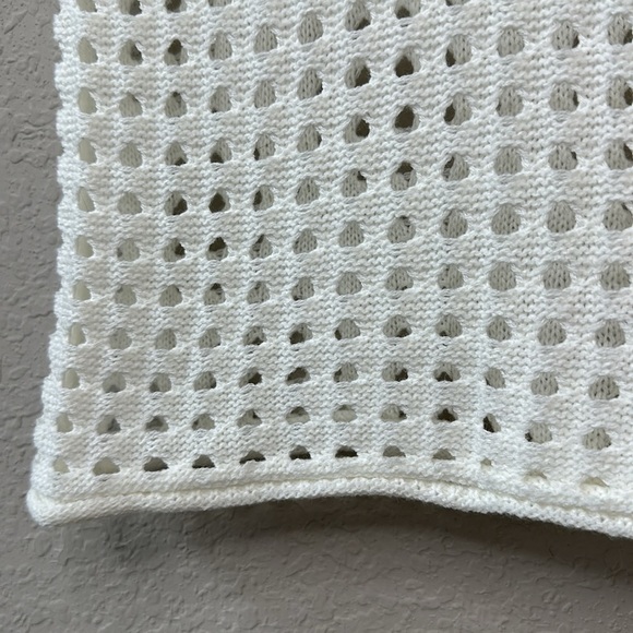 Women's Unbranded Off White Long Sleeve Open Knit Swim Coverup Dress Size Small - Picture 6 of 11